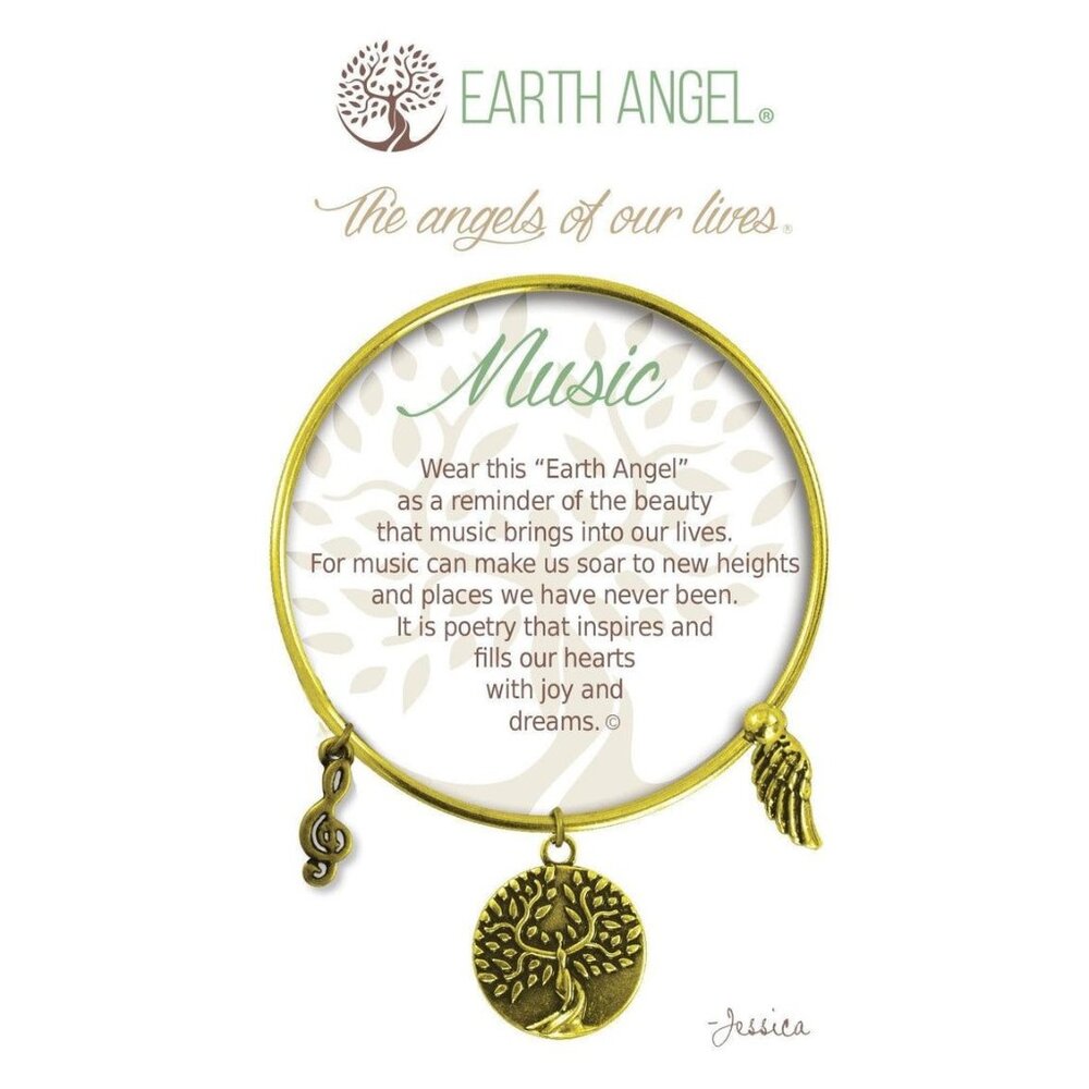 Earth Angel Charm Bracelet - Music Design, Antique Brass
